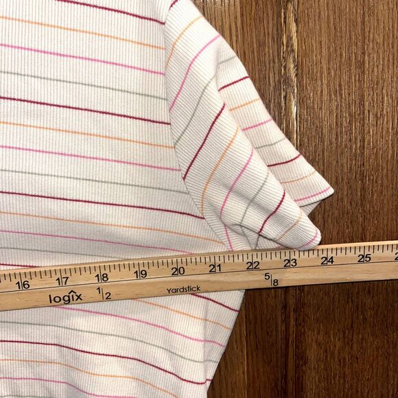 y2k school girl Color Striped Polo Shirt Cotton academia cute girly coastal XL - Picture 4 of 5